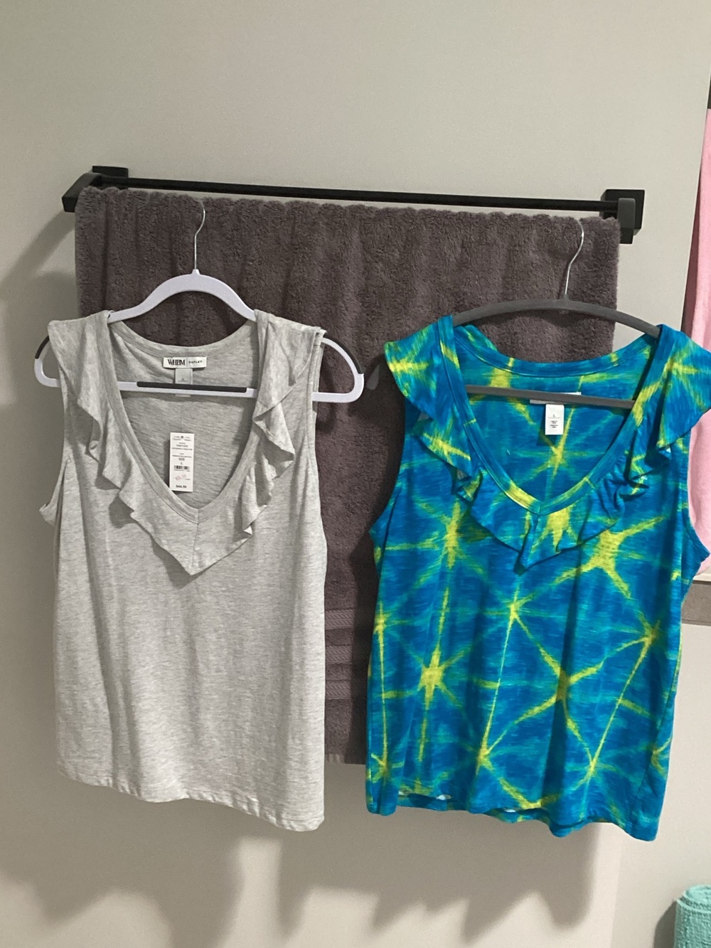 Two (2) White House Black Market Large V-Neck Tanks
